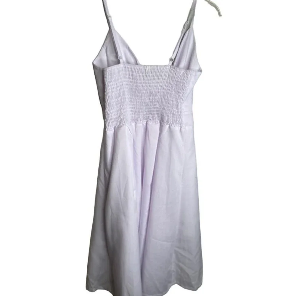 ECOWISH Women Summer White Tie Front V-Neck Dress Medium NEW‎
